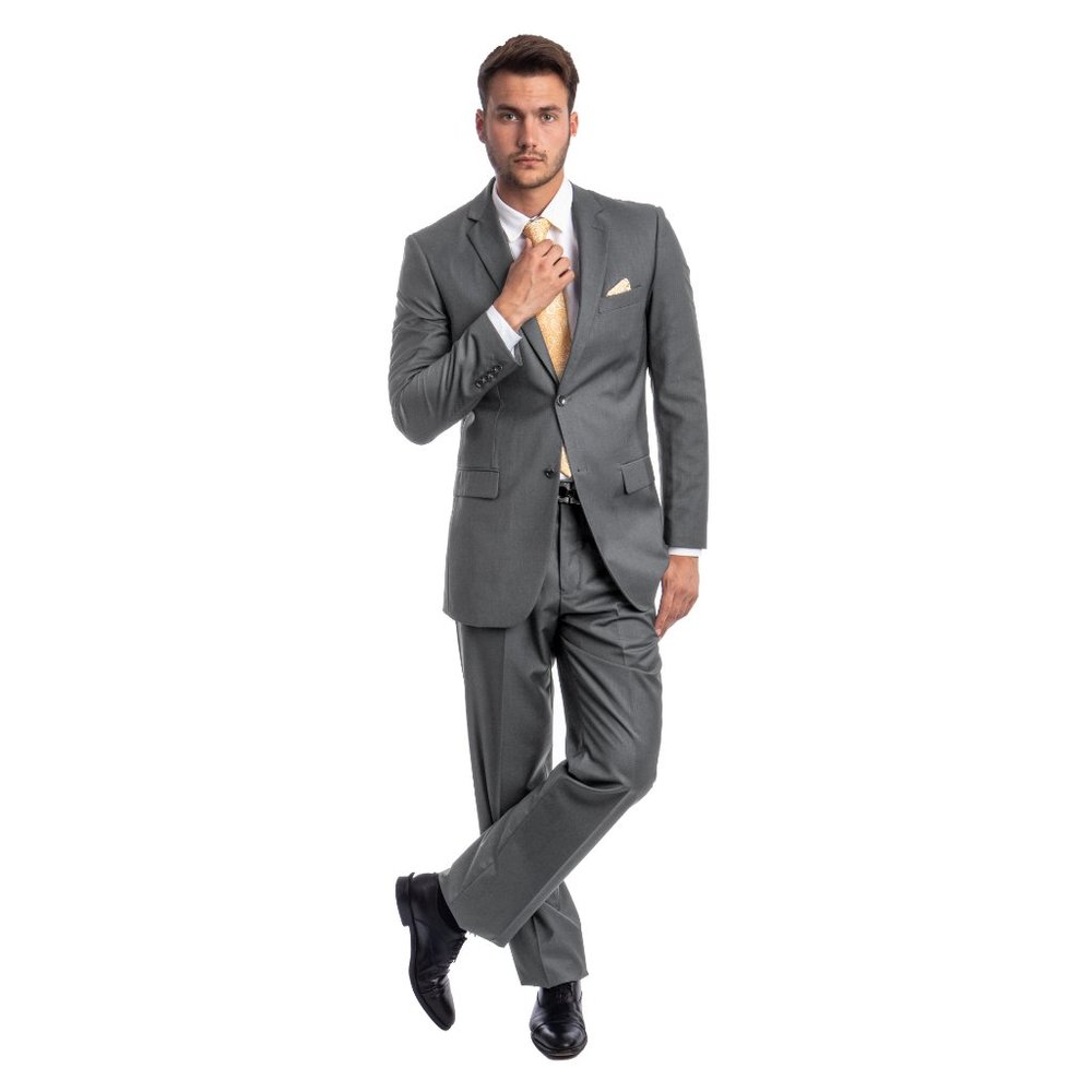 Mens 2pc Modern Fit Suit Notch Lapel, Gray